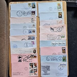 Set Of 22 First Day IssueVintage Postmarked Envelopes With Stamps